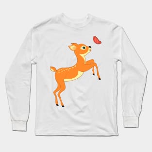 Fawn and butterfly Long Sleeve T-Shirt